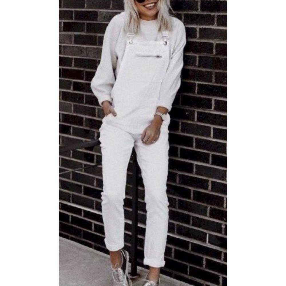 White Denim Overalls